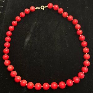Vintage red bead necklace about 18 inches